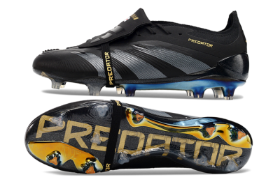 Adidas Predator Elite Foldover Tongue FG Low-Tops Soccer Cleats - Black/Silver/Gold