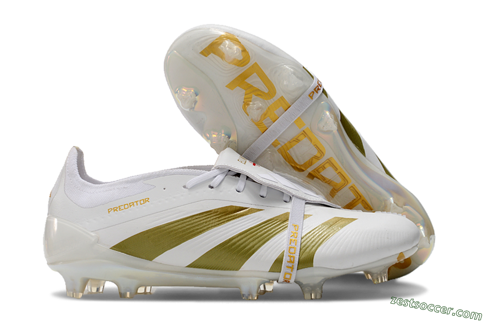 Adidas Predator Elite Foldover Tongue FG Low-Tops Soccer Cleats - Beige/Gold/White 0