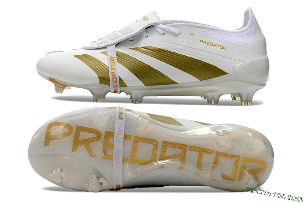 Adidas Predator Elite Foldover Tongue FG Low-Tops Soccer Cleats - Beige/Gold/White 1