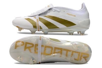 Adidas Predator Elite Foldover Tongue FG Low-Tops Soccer Cleats - Beige/Gold/White