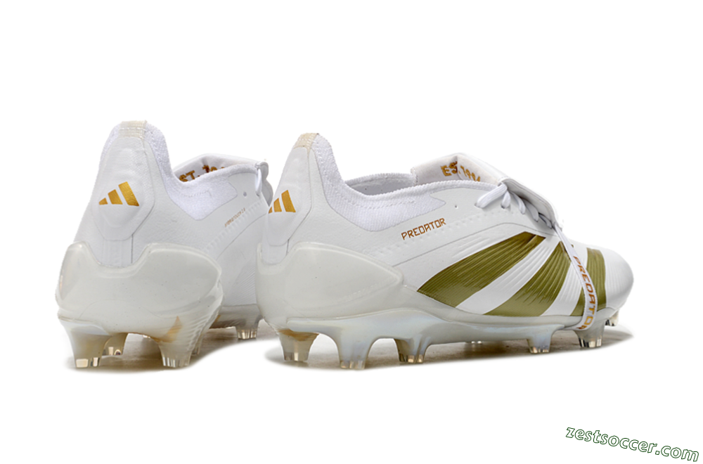 Adidas Predator Elite Foldover Tongue FG Low-Tops Soccer Cleats - Beige/Gold/White 6