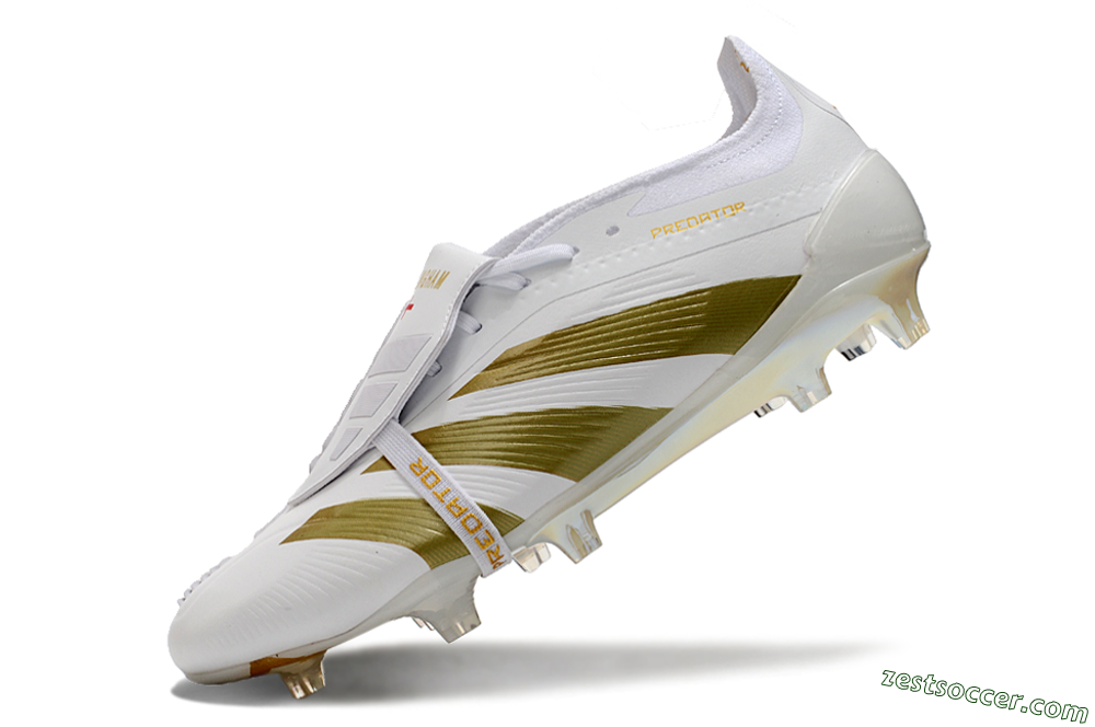 Adidas Predator Elite Foldover Tongue FG Low-Tops Soccer Cleats - Beige/Gold/White 5