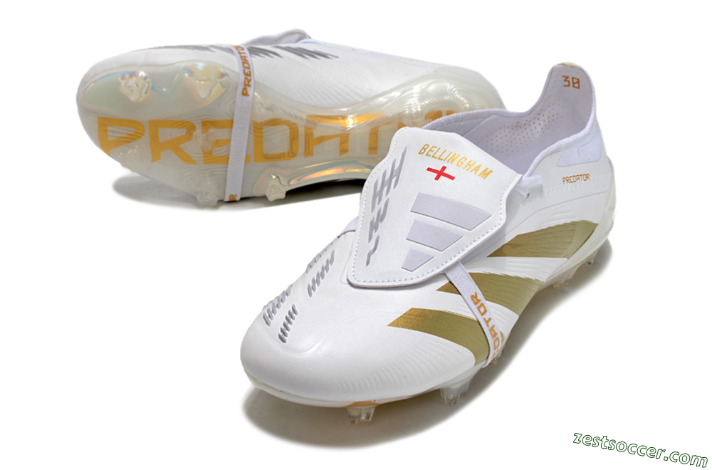 Adidas Predator Elite Foldover Tongue FG Low-Tops Soccer Cleats - Beige/Gold/White 3