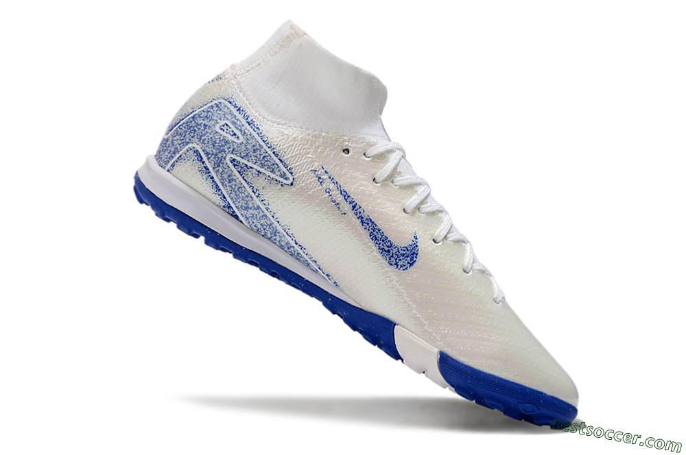 Nike Air Zoom Mercurial Superfly 10 Elite TF High-Tops Soccer Shoes - Beige/Blue 4