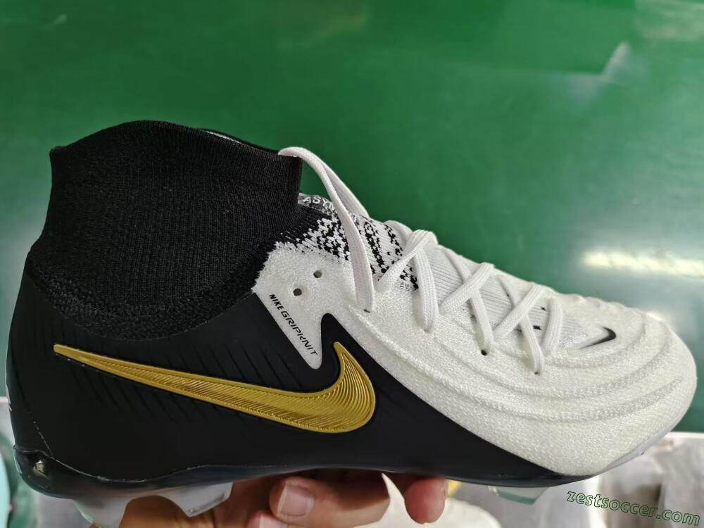 Nike Phantom Luna Elite NU FG High-Tops Soccer Cleats - White/Black/Gold