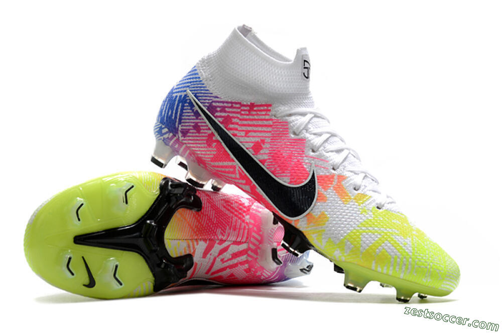 Nike Mercurial Superfly 7 Elite FG High-Tops Soccer Cleats - Yellow/Pink/Blue 4
