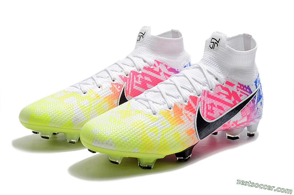 Nike Mercurial Superfly 7 Elite FG High-Tops Soccer Cleats - Yellow/Pink/Blue 5