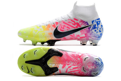 Nike Mercurial Superfly 7 Elite FG High-Tops Soccer Cleats - Yellow/Pink/Blue