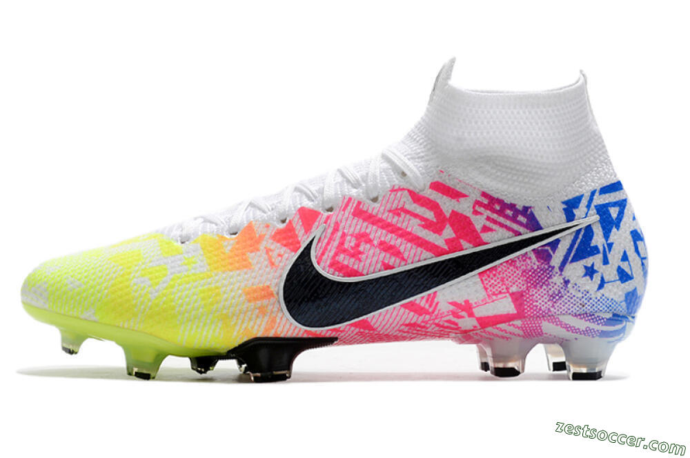 Nike Mercurial Superfly 7 Elite FG High-Tops Soccer Cleats - Yellow/Pink/Blue 2