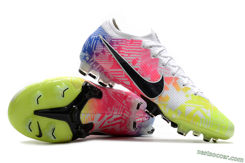 Nike Mercurial Vapor 13 Elite FG Low-Tops Soccer Cleats - Yellow/Pink/Blue 4