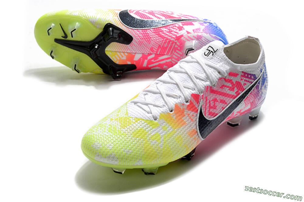 Nike Mercurial Vapor 13 Elite FG Low-Tops Soccer Cleats - Yellow/Pink/Blue 3