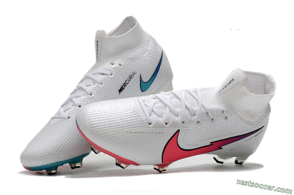 Nike Mercurial Superfly 7 Elite FG High-Tops Soccer Cleats - White/Red/Blue 6