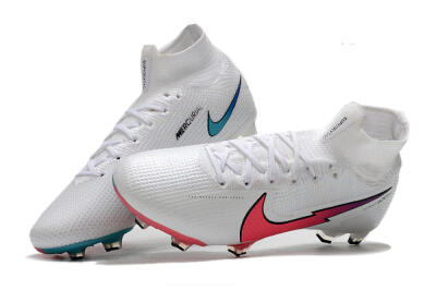 Nike Mercurial Superfly 7 Elite FG High-Tops Soccer Cleats - White/Red/Blue