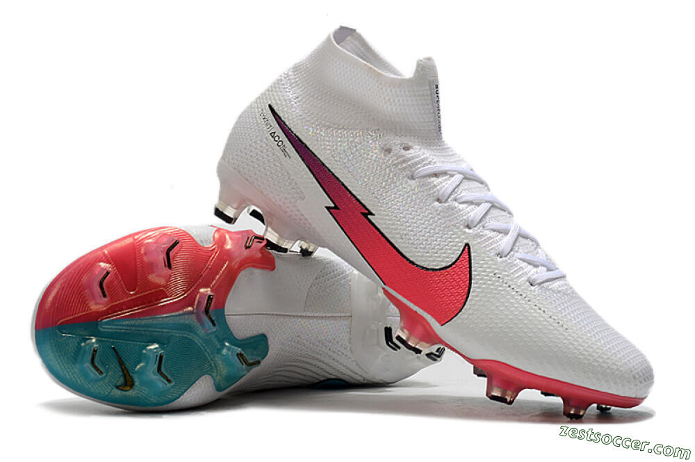 Nike Mercurial Superfly 7 Elite FG High-Tops Soccer Cleats - White/Red/Blue 4