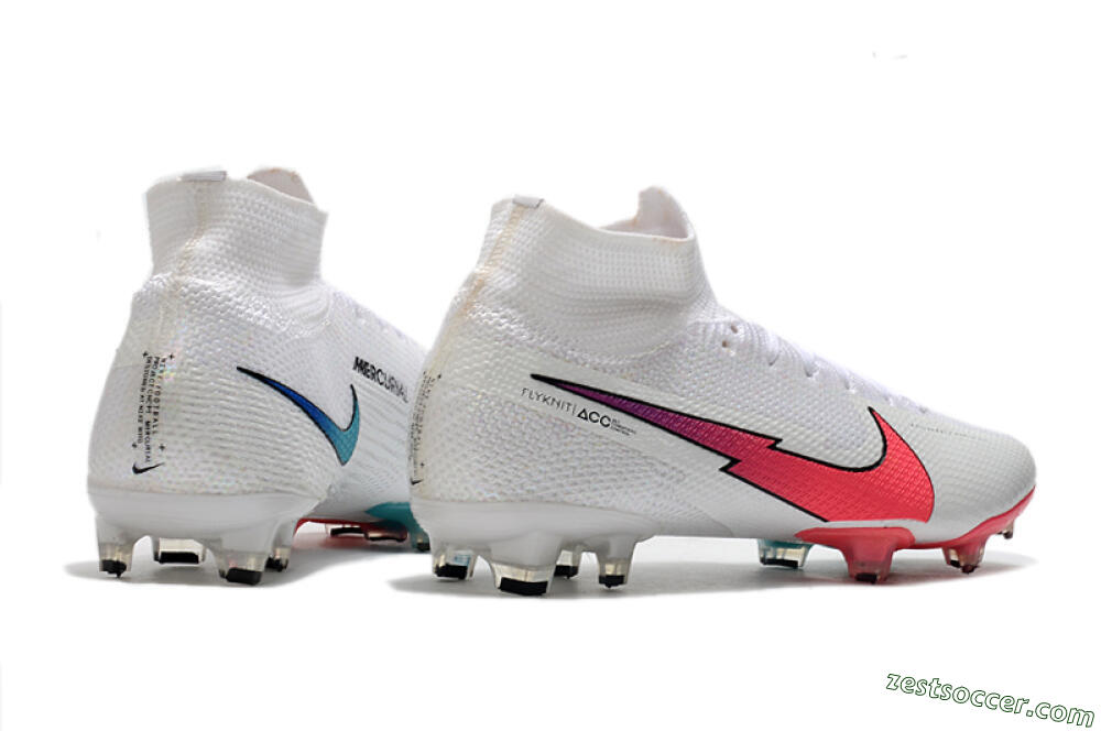 Nike Mercurial Superfly 7 Elite FG High-Tops Soccer Cleats - White/Red/Blue 9