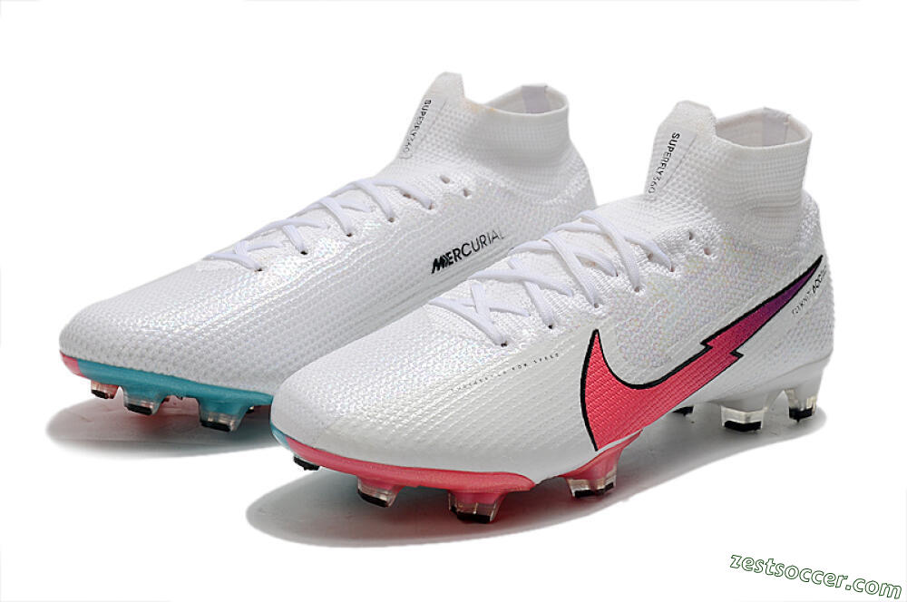 Nike Mercurial Superfly 7 Elite FG High-Tops Soccer Cleats - White/Red/Blue 5