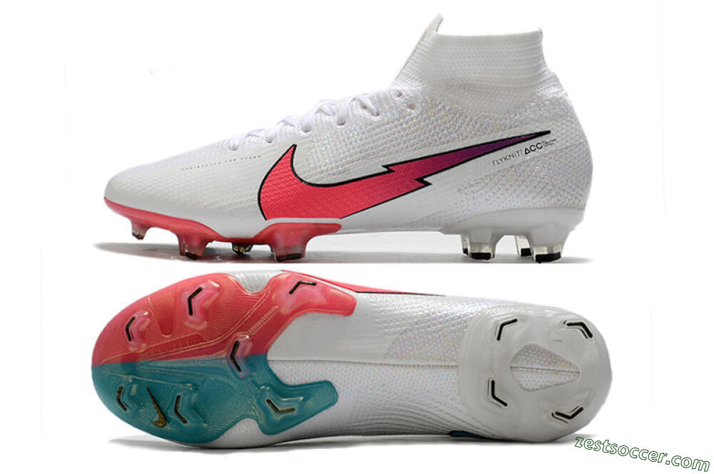 Nike Mercurial Superfly 7 Elite FG High-Tops Soccer Cleats - White/Red/Blue 1