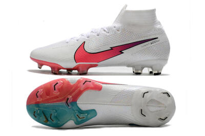 Nike Mercurial Superfly 7 Elite FG High-Tops Soccer Cleats - White/Red/Blue