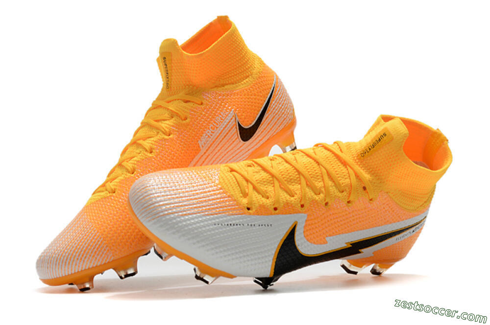 Nike Mercurial Superfly 7 Elite FG High-Tops Soccer Cleats - Orange/White/Black 6