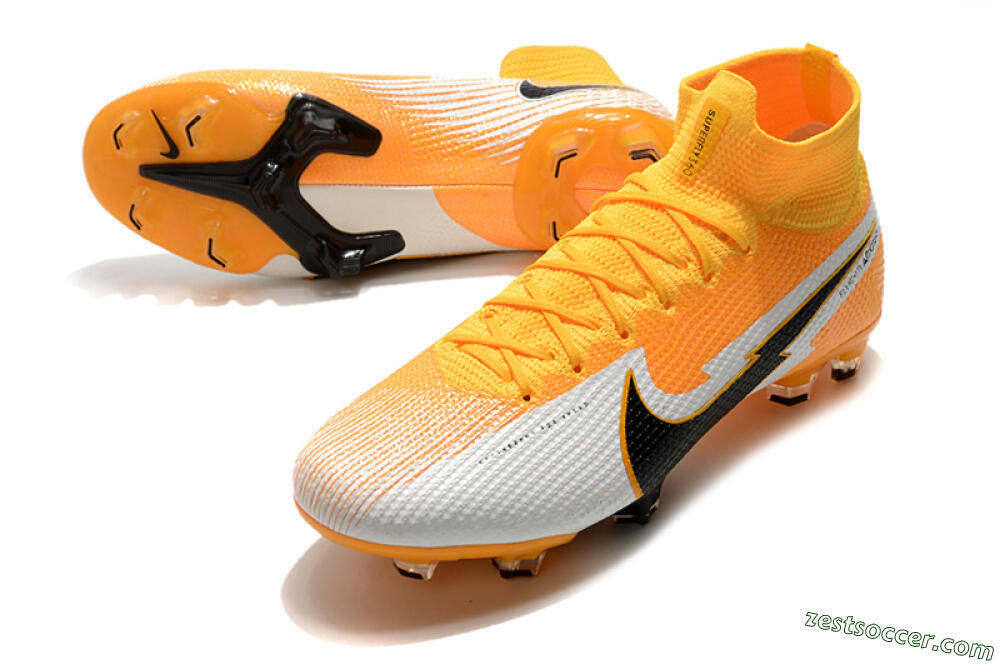 Nike Mercurial Superfly 7 Elite FG High-Tops Soccer Cleats - Orange/White/Black 3