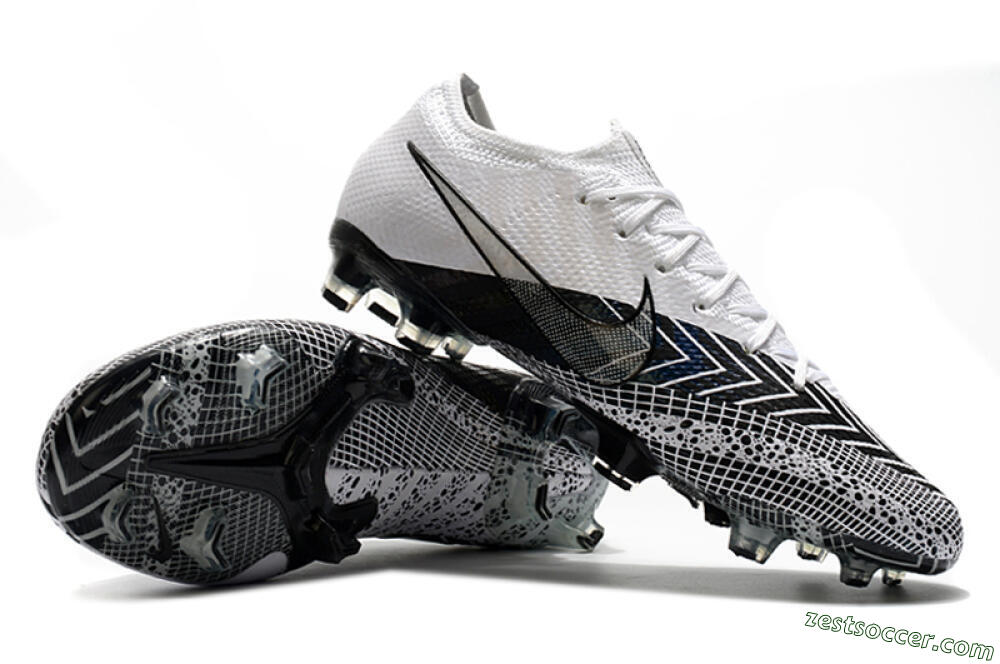 Nike Mercurial Vapor 13 Elite FG Low-Tops Soccer Cleats - Black/White/Blue 4
