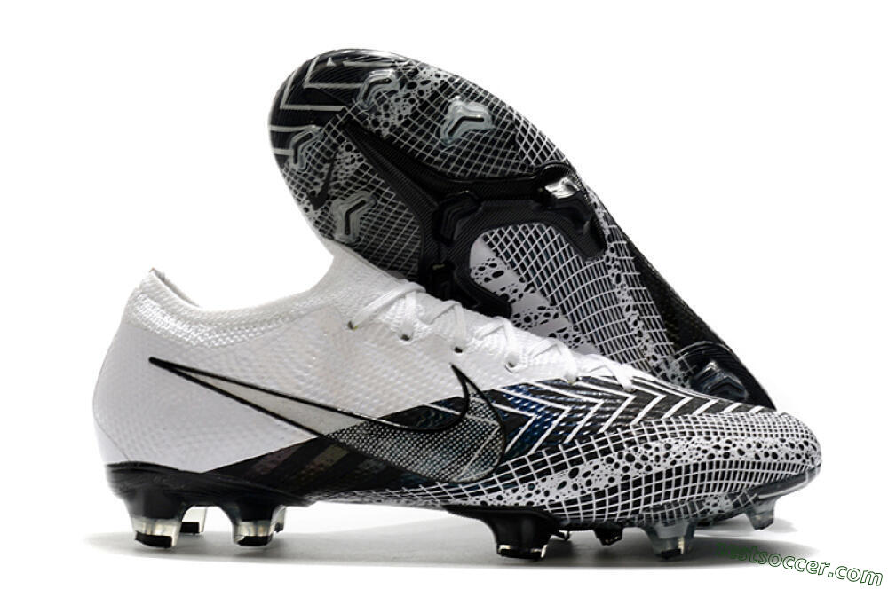 Nike Mercurial Vapor 13 Elite FG Low-Tops Soccer Cleats - Black/White/Blue 0