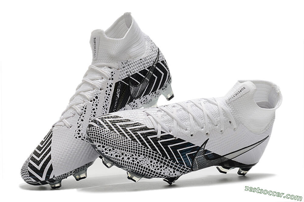 Nike Mercurial Superfly 7 Elite FG High-Tops Soccer Cleats - Black/White/Blue 6