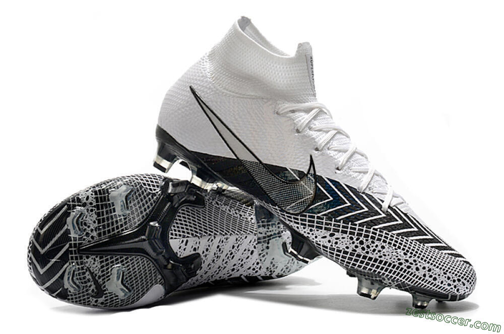 Nike Mercurial Superfly 7 Elite FG High-Tops Soccer Cleats - Black/White/Blue 4