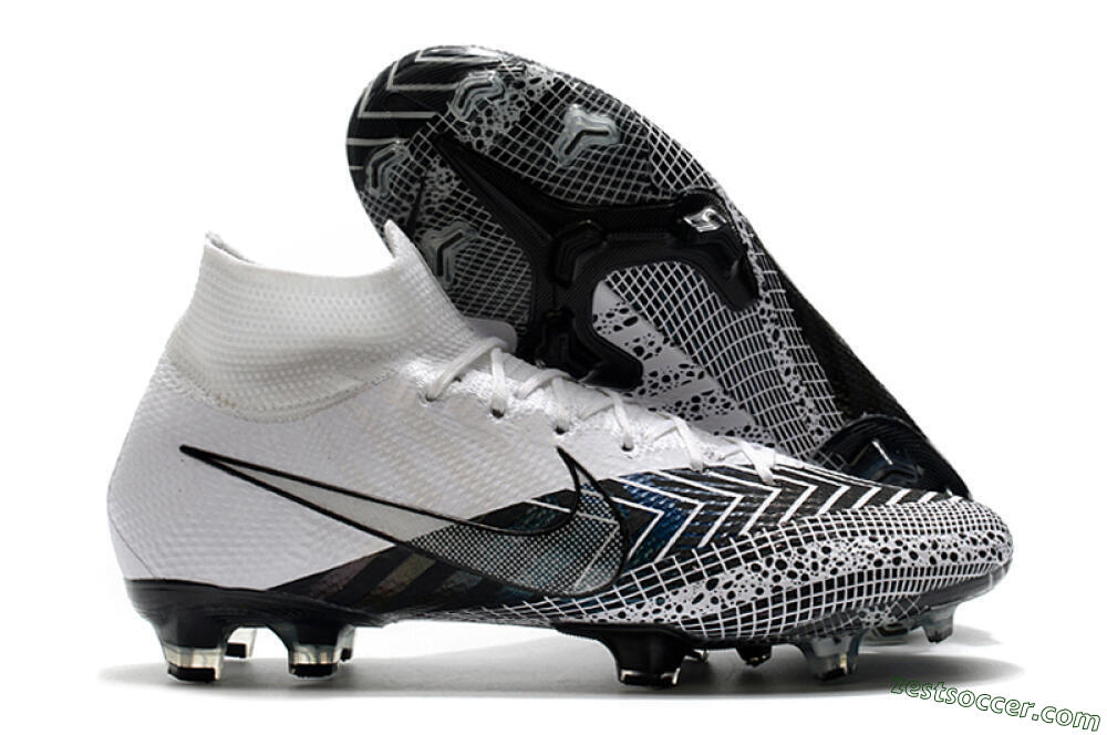 Nike Mercurial Superfly 7 Elite FG High-Tops Soccer Cleats - Black/White/Blue 0