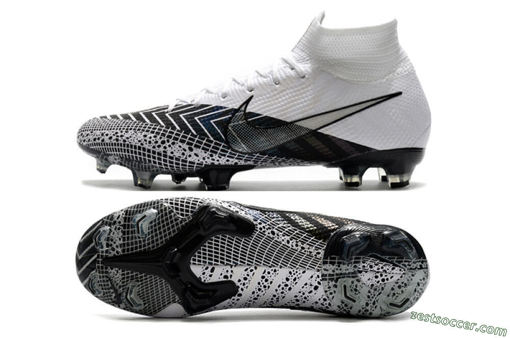 Nike Mercurial Superfly 7 Elite FG High-Tops Soccer Cleats - Black/White/Blue 1