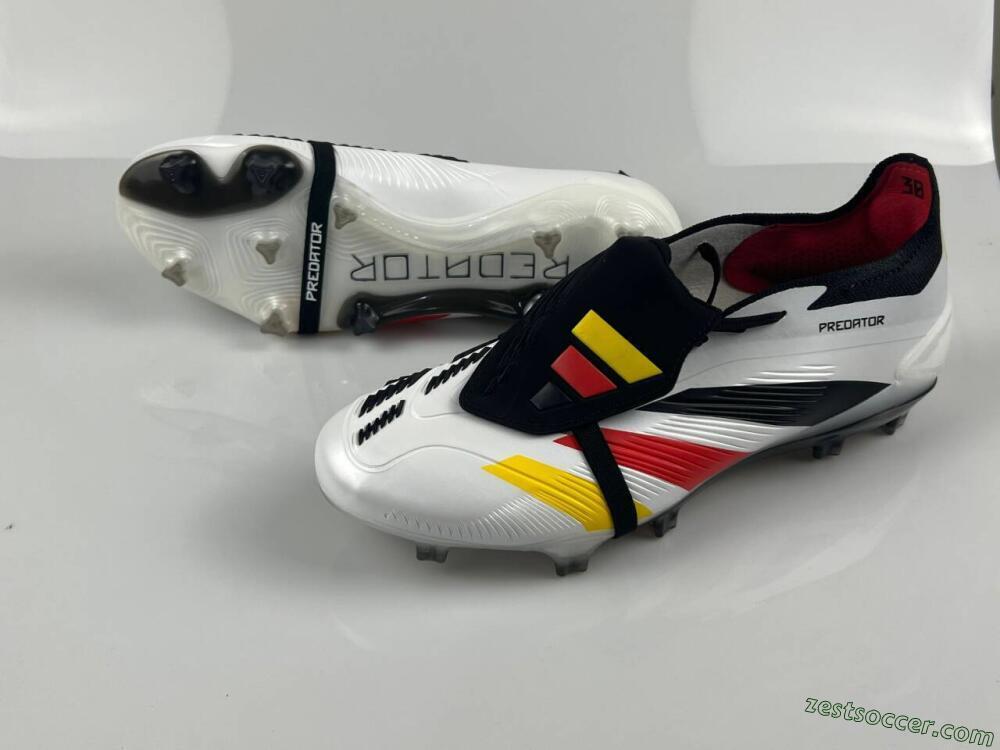 Adidas Predator Elite Foldover Tongue FG Low-Tops Soccer Cleats - White/Black/Red/Yellow