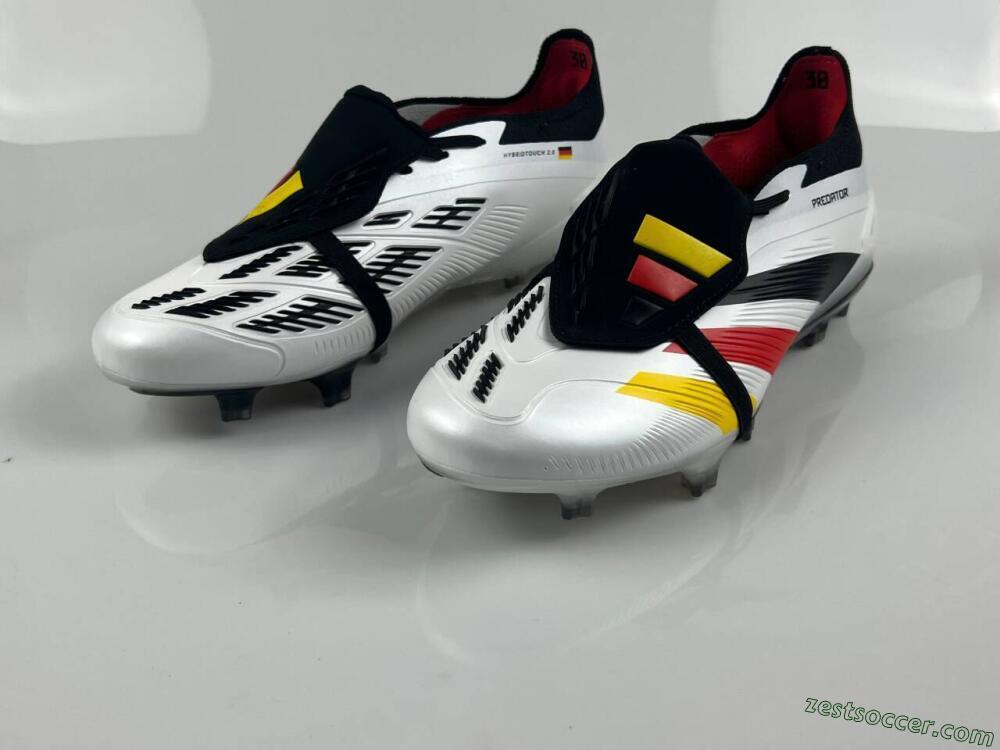 Adidas Predator Elite Foldover Tongue FG Low-Tops Soccer Cleats - White/Black/Red/Yellow