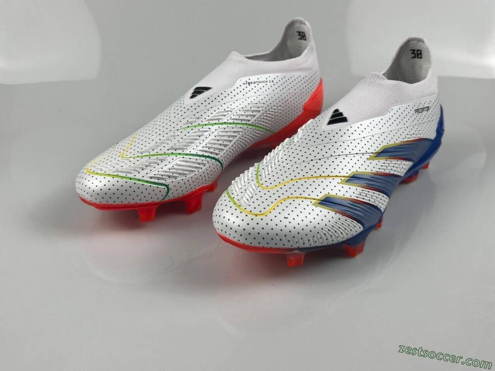 Adidas Predator Accuracy+ Laceless 24 Euphoria FG Low-Tops Soccer Cleats - White/Silver/Blue