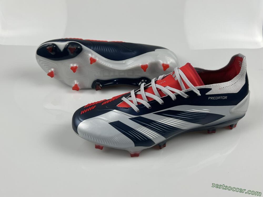 Adidas Predator Accuracy Elite FG Low-Tops Soccer Cleats - Silver/Blue/Red