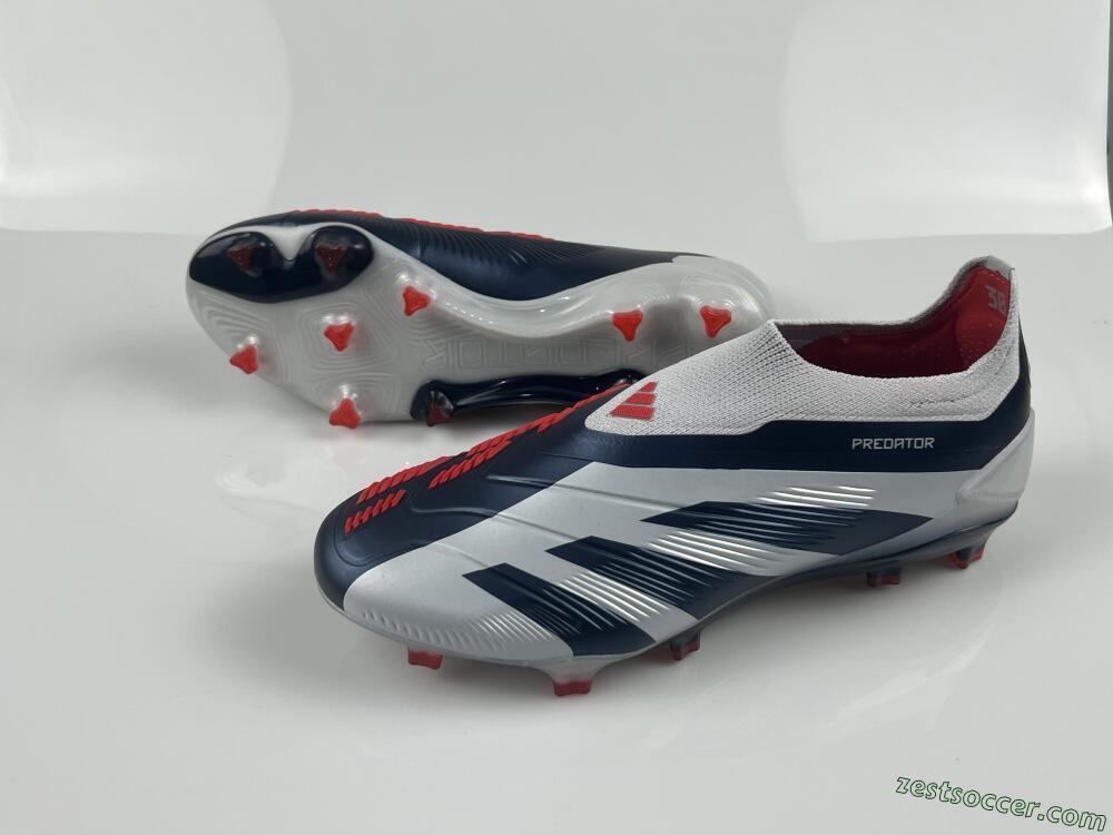 Adidas Predator Accuracy+ Laceless FG Low-Tops Soccer Cleats - Silver/Blue/Red