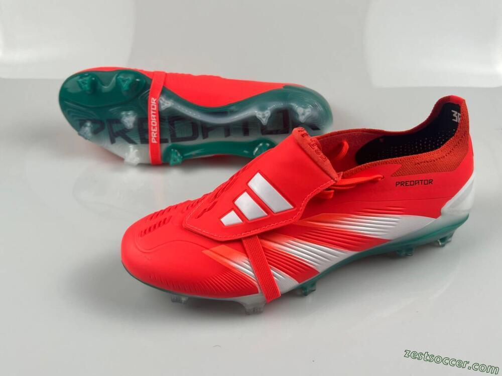 Adidas Predator Elite Foldover Tongue FG Low-Tops Soccer Cleats - Red/White/Green