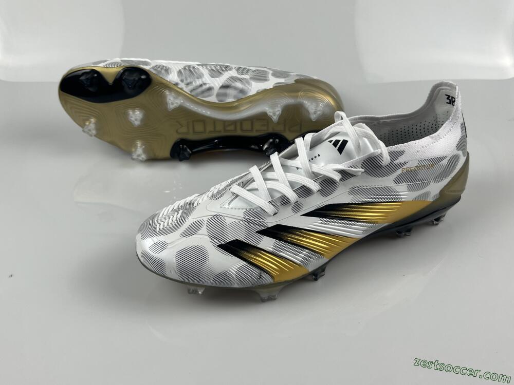 Adidas Predator Elite FG Low-Tops Soccer Cleats - White/Grey/Gold