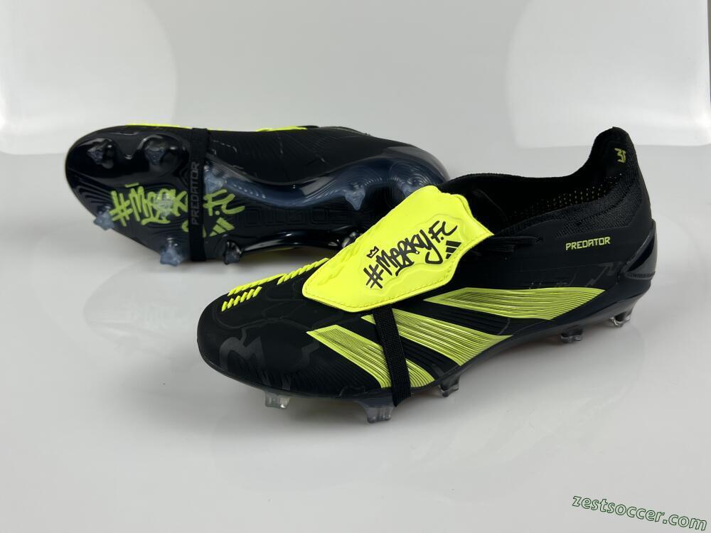 Adidas Predator Elite Foldover Tongue FG Low-Tops Soccer Cleats - Black/Yellow/Blue