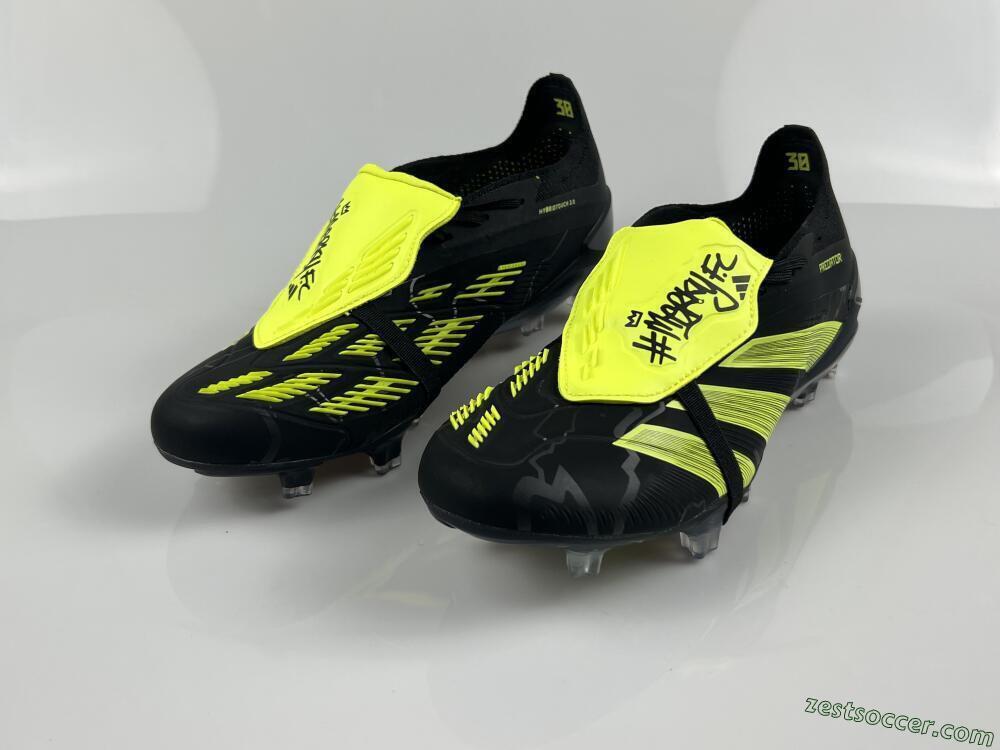 Adidas Predator Elite Foldover Tongue FG Low-Tops Soccer Cleats - Black/Yellow/Blue