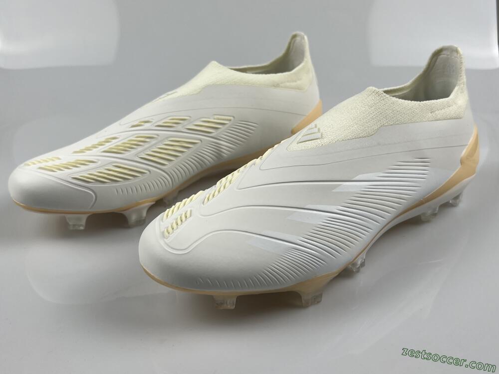 Adidas Predator Accuracy+ Laceless FG Low-Tops Soccer Cleats - White/Beige