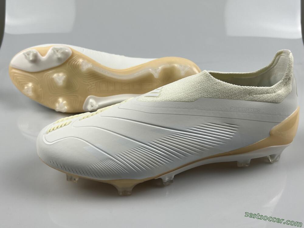 Adidas Predator Accuracy+ Laceless FG Low-Tops Soccer Cleats - White/Beige