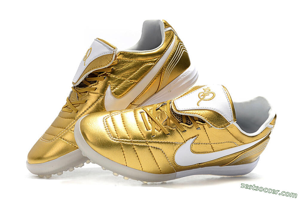 Nike Tiempo Legend 7 Elite R10 TF Low-Tops Soccer Shoes - Gold/White 6