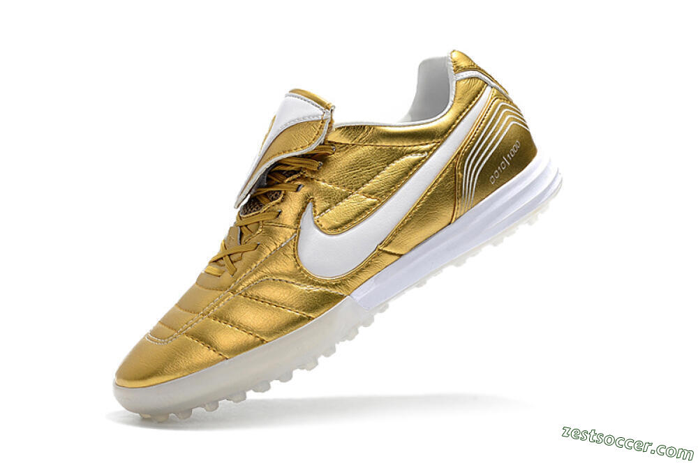 Nike Tiempo Legend 7 Elite R10 TF Low-Tops Soccer Shoes - Gold/White 8