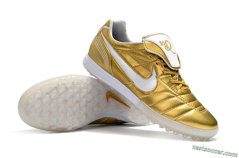 Nike Tiempo Legend 7 Elite R10 TF Low-Tops Soccer Shoes - Gold/White 4