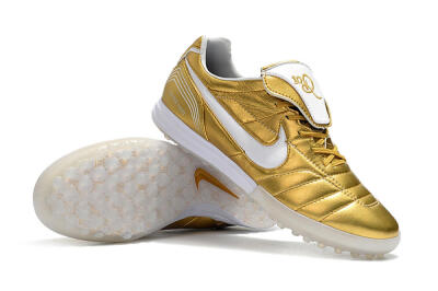 Nike Tiempo Legend 7 Elite R10 TF Low-Tops Soccer Shoes - Gold/White