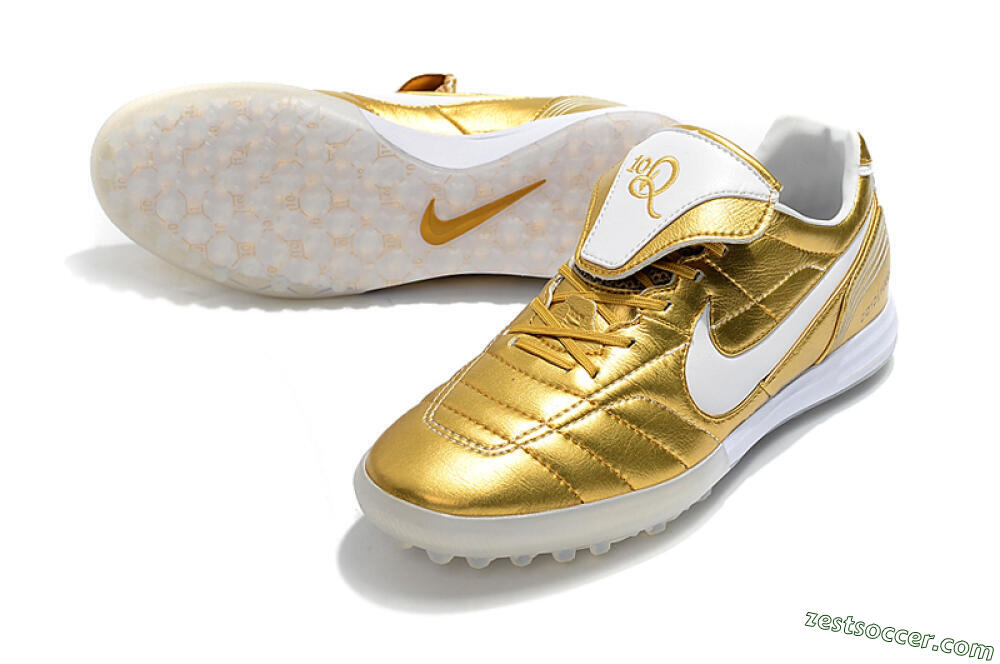 Nike Tiempo Legend 7 Elite R10 TF Low-Tops Soccer Shoes - Gold/White 3
