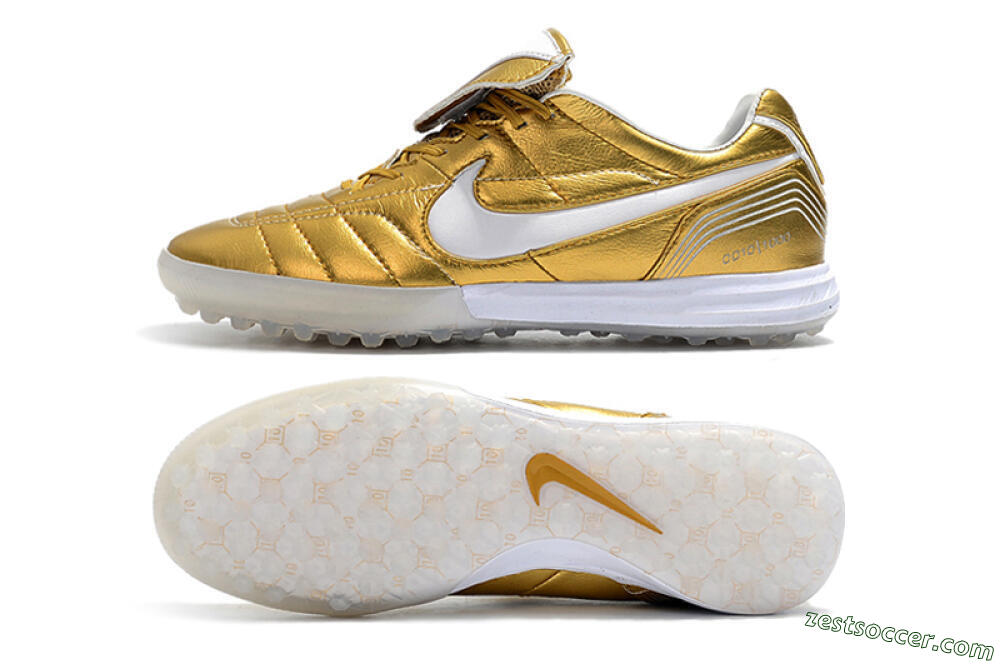 Nike Tiempo Legend 7 Elite R10 TF Low-Tops Soccer Shoes - Gold/White 1