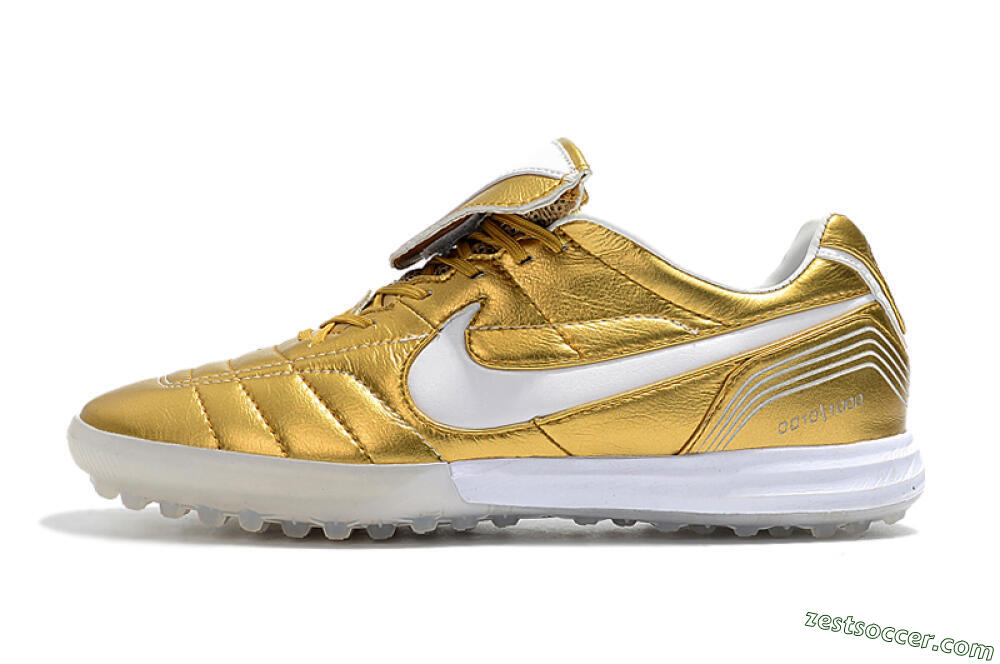 Nike Tiempo Legend 7 Elite R10 TF Low-Tops Soccer Shoes - Gold/White 2