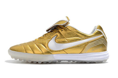Nike Tiempo Legend 7 Elite R10 TF Low-Tops Soccer Shoes - Gold/White