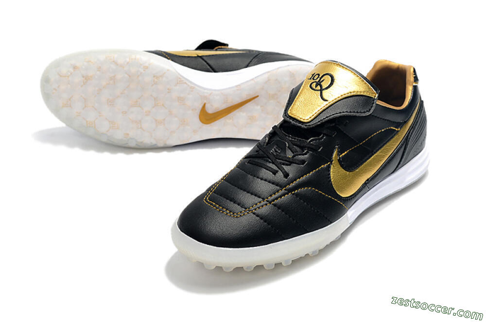 Nike Tiempo Legend 7 Elite R10 TF Low-Tops Soccer Shoes - Black/Gold/White 3